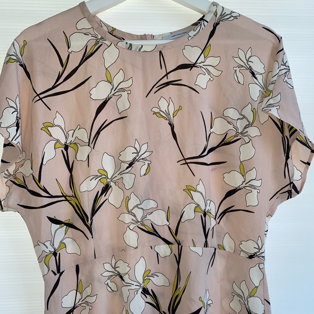 Veronika Maine Womens Pale Blush Floral Short Sleeved Blouse Workwear Size 12 - Picture 4 of 15